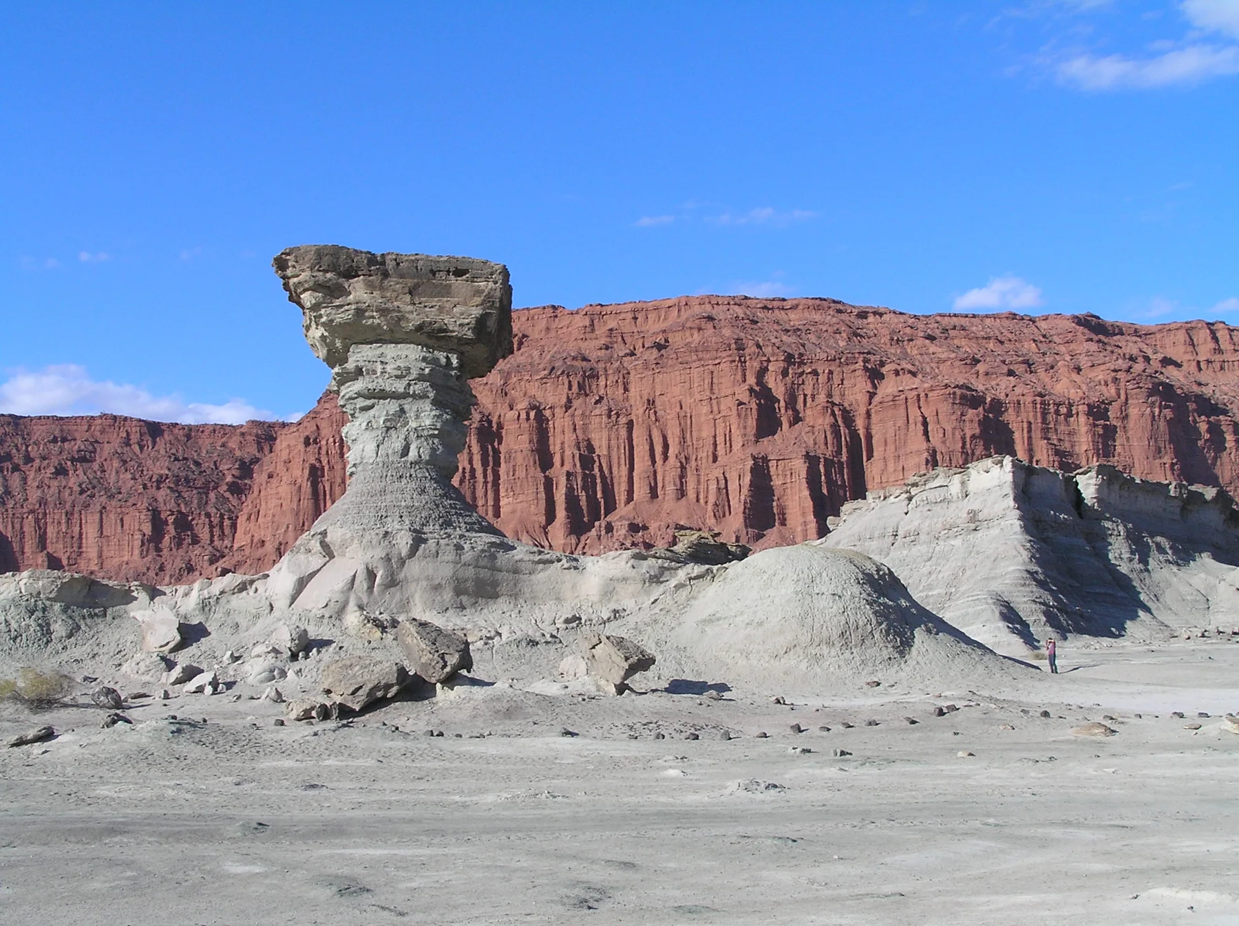 Formación rocosa conocida como El Hongo en el Parque Provincial Ischigualasto, Valle de la Luna, San Juan, Argentina